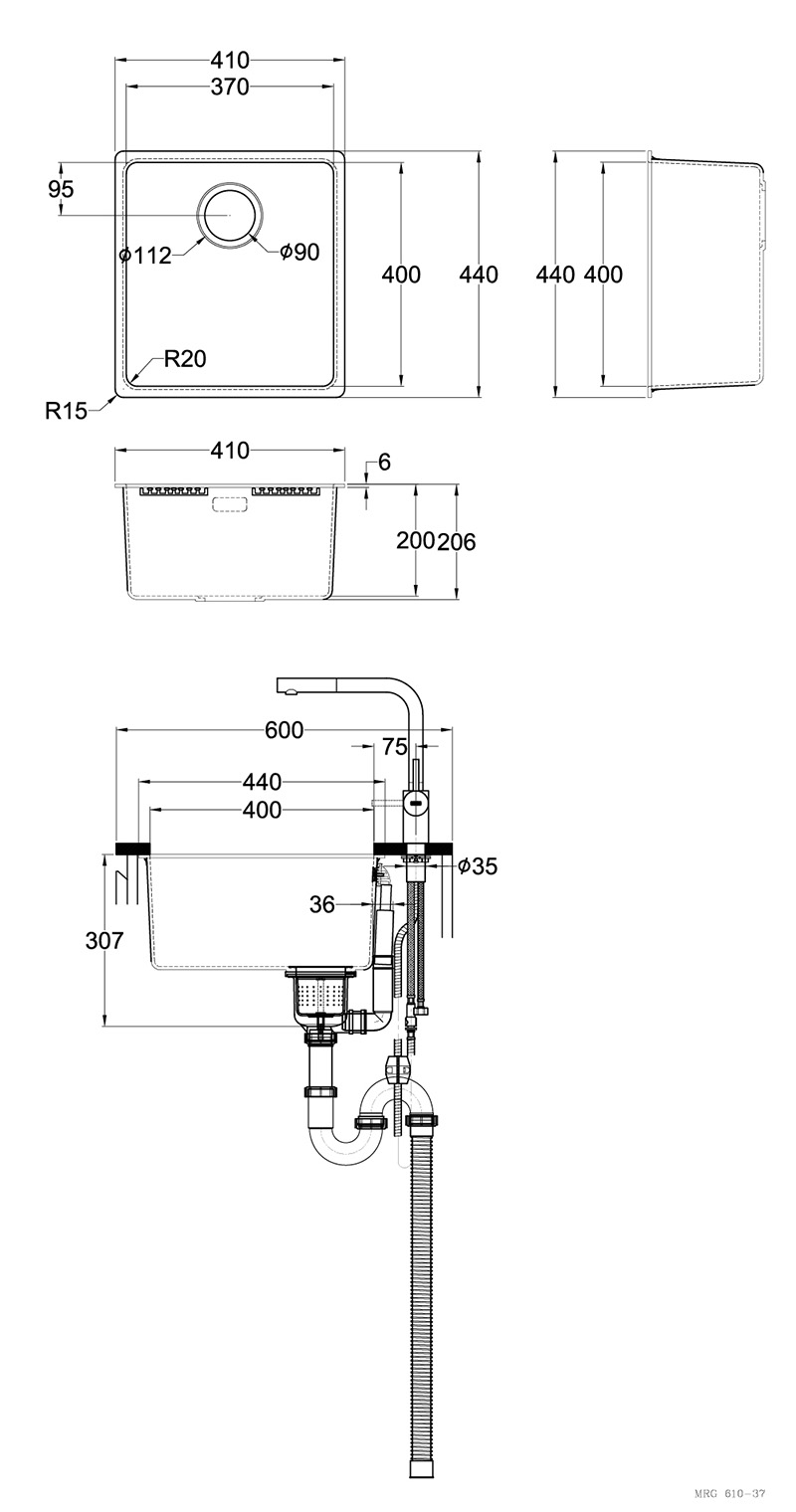 FRANKE 花崗岩廚房水槽 MRG 610-37